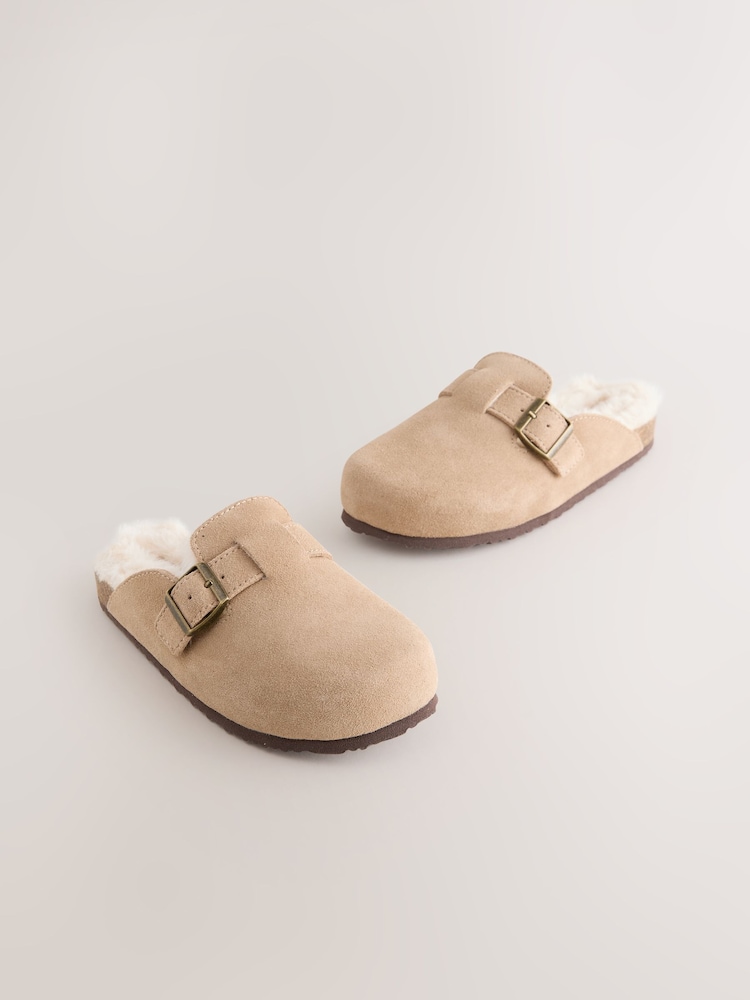 Brown Faux Fur Lined - Clogs aus Veloursleder - Bild 1 von 5