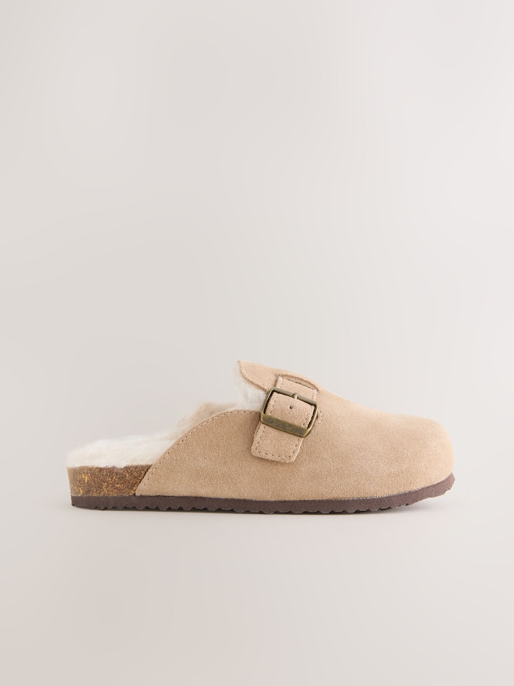 Brown Faux Fur Lined - Clogs aus Veloursleder - Bild 2 von 5