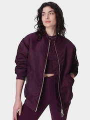 Sweaty Betty Purple Cityscape Longline Bomber Jacket - Image 3 of 7