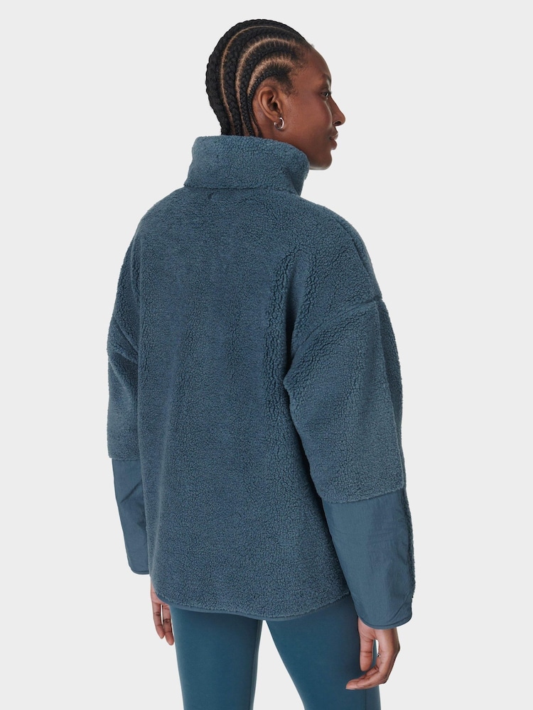 Sweaty Betty Blue Plush Textured Zip Up Top - Image 2 of 7