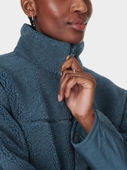 Sweaty Betty Blue Plush Textured Zip Up Top - Image 4 of 7