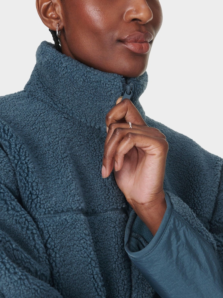 Sweaty Betty Blue Plush Textured Zip Up Top - Image 4 of 7