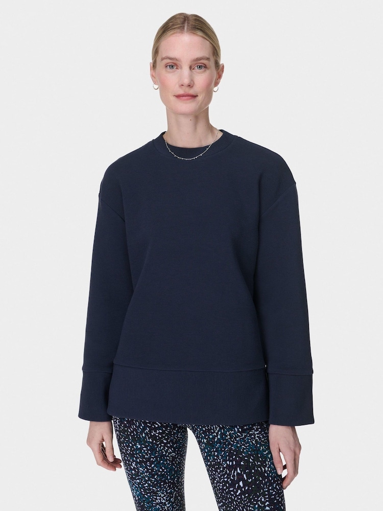 Sweaty Betty Blue Peaceful Ribbed Sweatshirt - Image 1 of 6