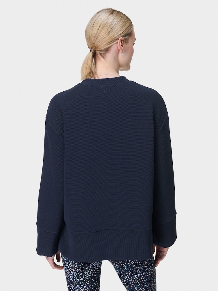 Sweaty Betty Blue Peaceful Ribbed Sweatshirt - Image 4 of 6