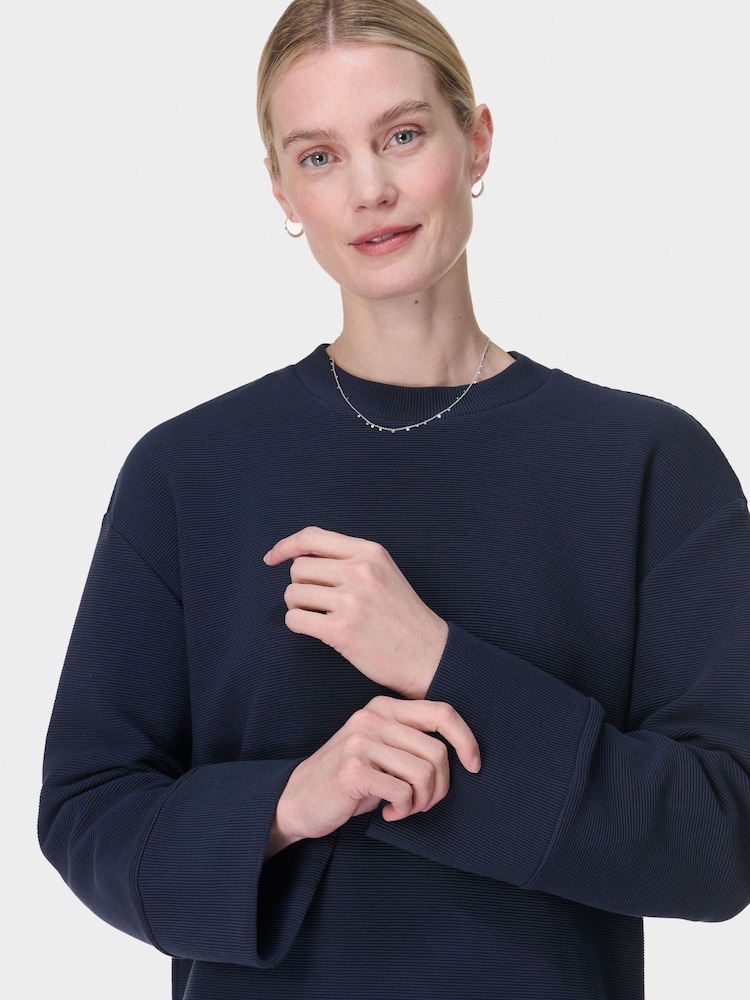 Sweaty Betty Blue Peaceful Ribbed Sweatshirt - Image 5 of 6