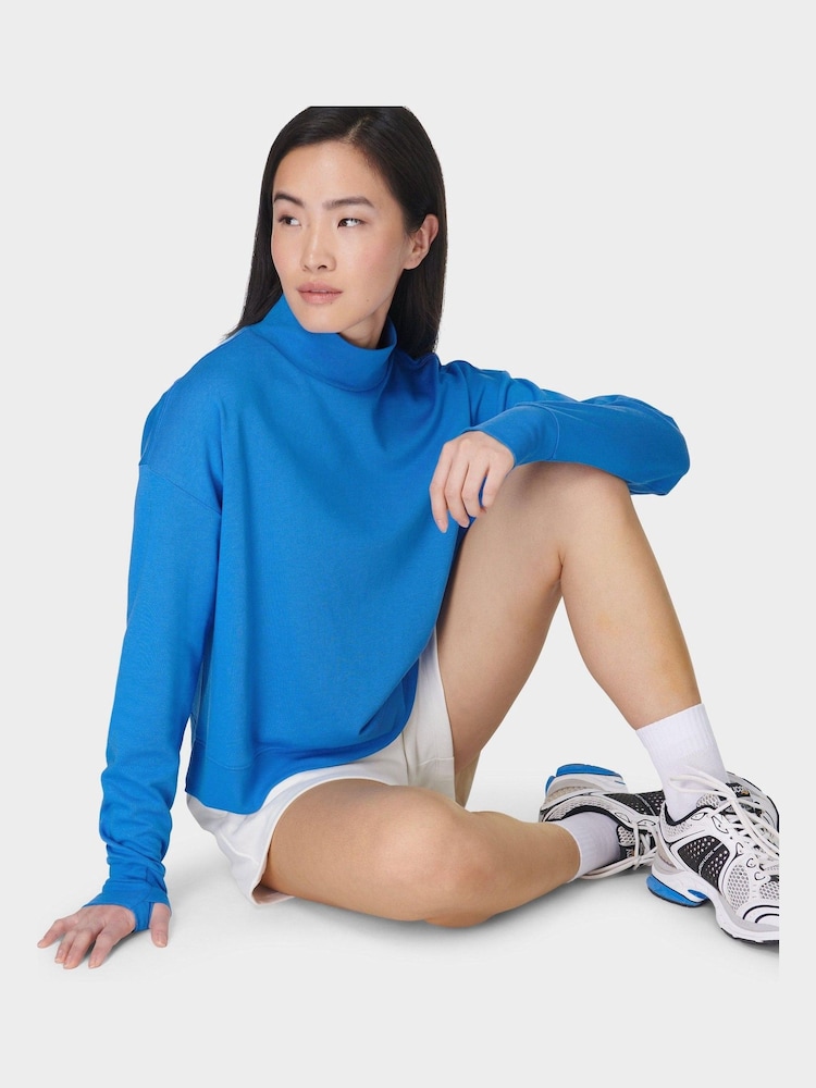 Sweaty Betty Blue After Class Funnel Neck Sweatshirt - Image 1 of 7