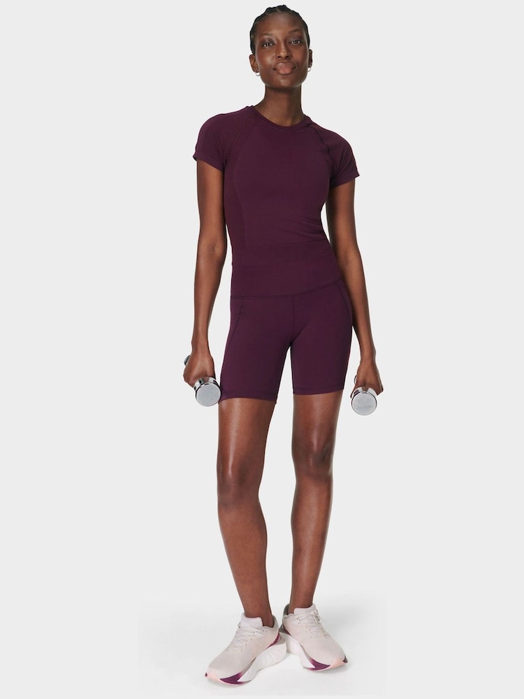 Sweaty Betty Purple Power 6" Biker Shorts - Image 1 of 8 Sweaty Betty Purple Power 6" Biker Shorts - Image 1 of 8