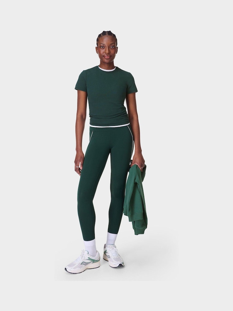 Sweaty Betty Green Full Length All Day 7/8 Embossed Leggings - Image 3 of 9