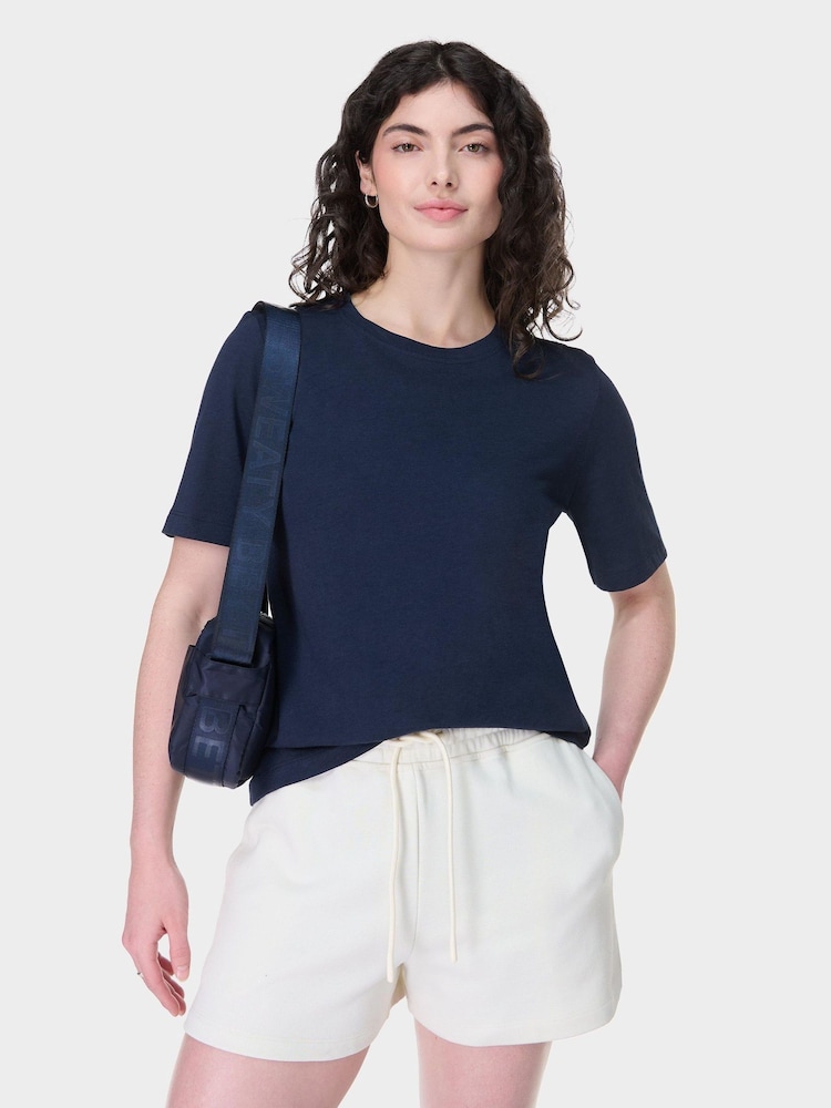 Sweaty Betty Blue Essential Crew Neck T-Shirt - Image 1 of 7 Sweaty Betty Blue Essential Crew Neck T-Shirt - Image 1 of 7