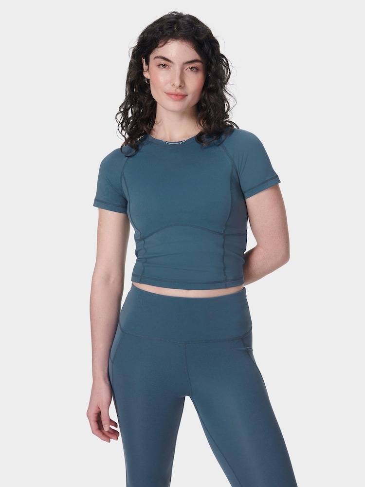 Sweaty Betty Blue All Day Cropped T-Shirt - Image 1 of 7