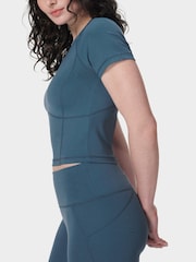 Sweaty Betty Blue All Day Cropped T-Shirt - Image 6 of 7