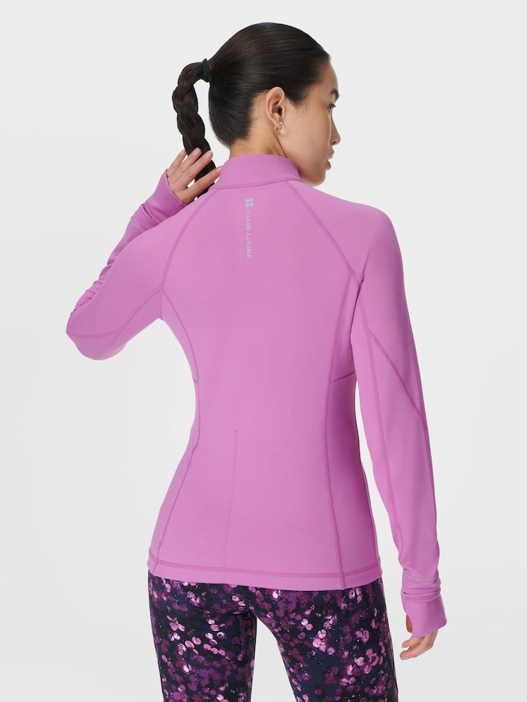 Sweaty Betty Pink Pro Run Half Zip Fleece - Image 2 of 8