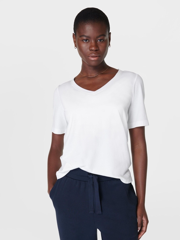Sweaty Betty White Essential V-Neck T-Shirt - Image 1 of 6