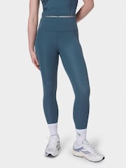 Sweaty Betty Light Blue 7/8 Length All Day 7/8 Embossed Leggings - Image 5 of 9