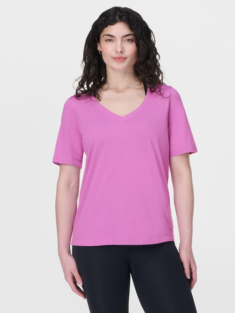 Roz - Sweaty Betty Essential V-Gât Tricou - Image 6 of 7