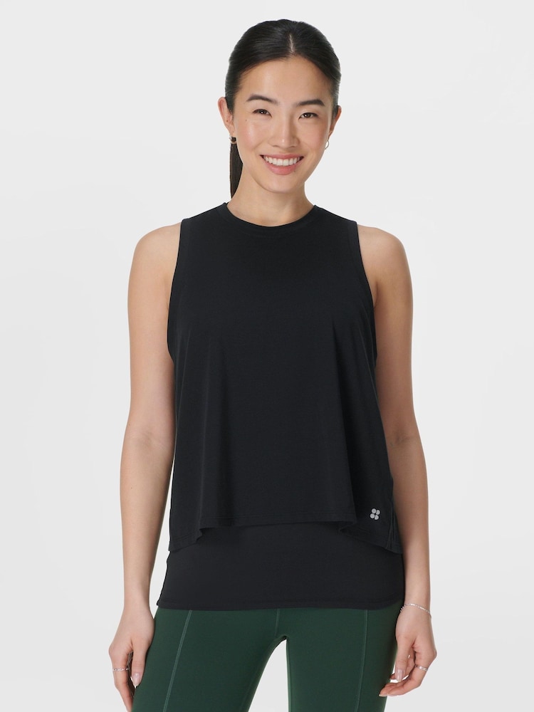Sweaty Betty Black Soft Flow 2-In-1 Bra Tank - Image 1 of 9