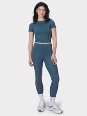 Sweaty Betty Light Blue Full Length All Day 7/8 Embossed Leggings - Image 3 of 9