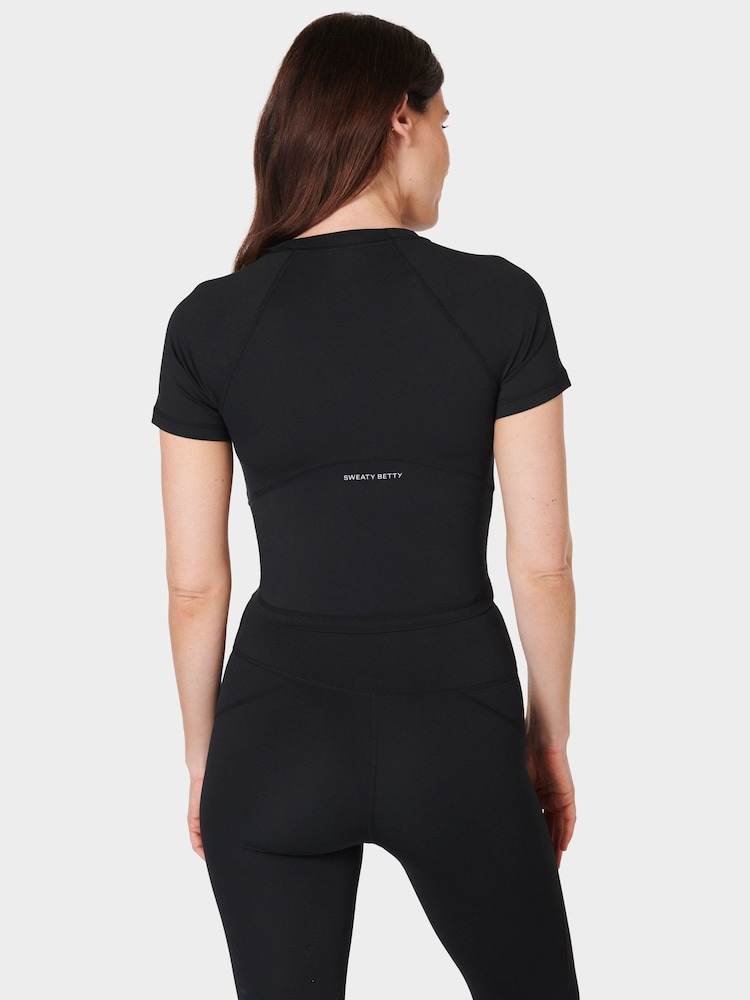 Sweaty Betty Black All Day Cropped T-Shirt - Image 2 of 6