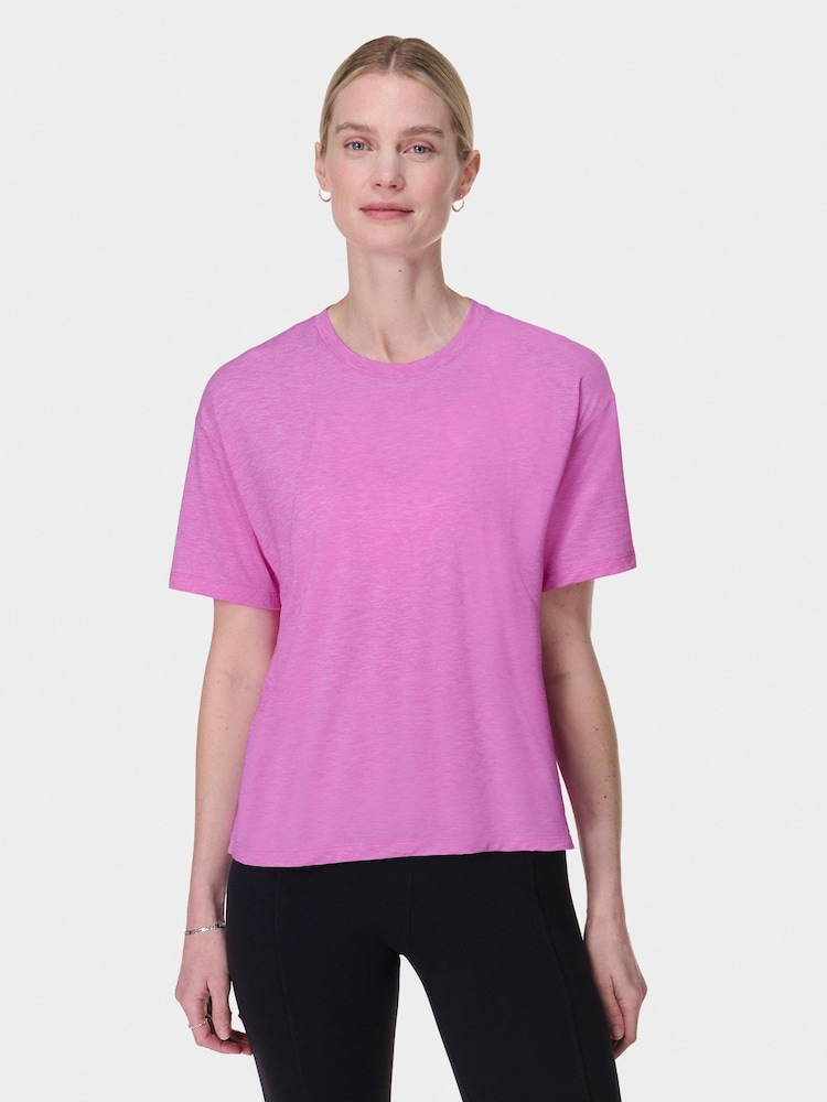 Sweaty Betty Pink Soft Flow Studio T-Shirt - Image 1 of 7