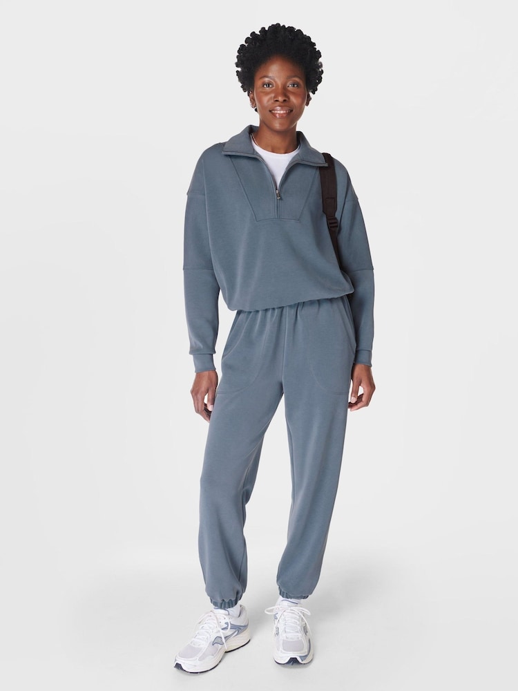 Sweaty Betty Blue Sand Wash Funnel Neck Half Zip Sweatshirt - Image 2 of 7