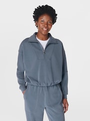 Sweaty Betty Blue Sand Wash Funnel Neck Half Zip Sweatshirt - Image 3 of 7