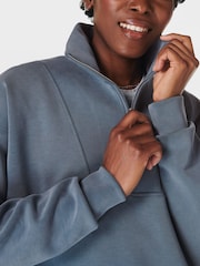 Sweaty Betty Blue Sand Wash Funnel Neck Half Zip Sweatshirt - Image 4 of 7