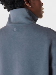 Sweaty Betty Blue Sand Wash Funnel Neck Half Zip Sweatshirt - Image 5 of 7