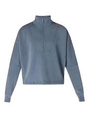 Sweaty Betty Blue Sand Wash Funnel Neck Half Zip Sweatshirt - Image 7 of 7