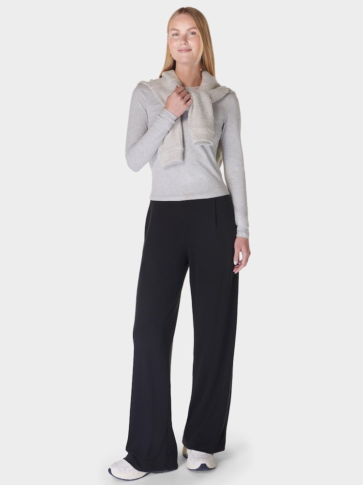 Sweaty Betty Black 32 inch inside seam At Ease Wide Leg 30" Trousers - Image 1 of 7