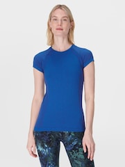 Sweaty Betty Blue Athlete Seamless Workout T-Shirt - Image 1 of 7