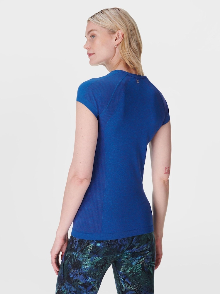 Sweaty Betty Blue Athlete Seamless Workout T-Shirt - Image 2 of 7