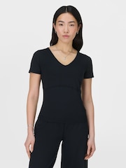 Sweaty Betty Black Gaia V-Neck T-Shirt - Image 1 of 7