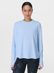 Sweaty Betty Blue Soft Flow Studio Long Sleeve Top - Image 1 of 7