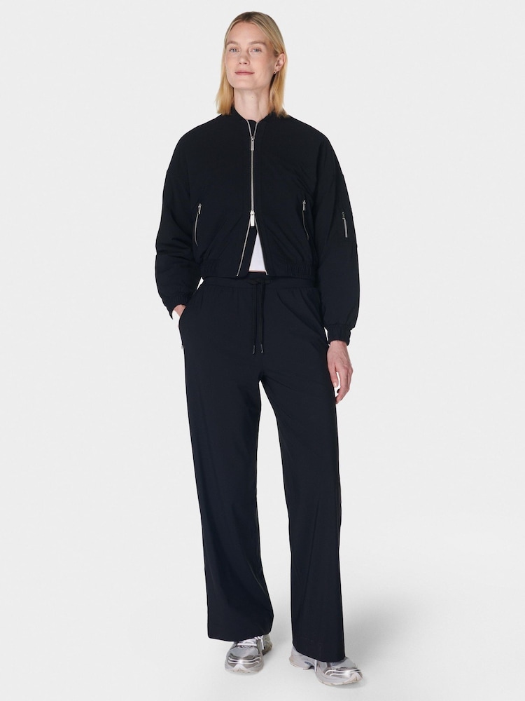Sweaty Betty Black 32 inch inside seam Explorer Wide Leg 30" Trousers - Image 1 of 7