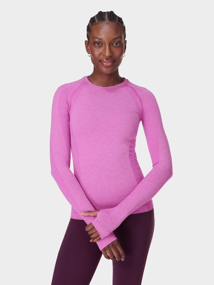 Sweaty Betty Pink Athlete Seamless Workout Long Sleeve Top - Image 1 of 7