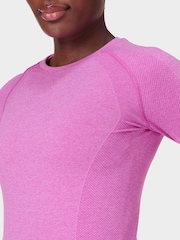 Sweaty Betty Pink Athlete Seamless Workout Long Sleeve Top - Image 3 of 7