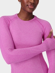Sweaty Betty Pink Athlete Seamless Workout Long Sleeve Top - Image 4 of 7
