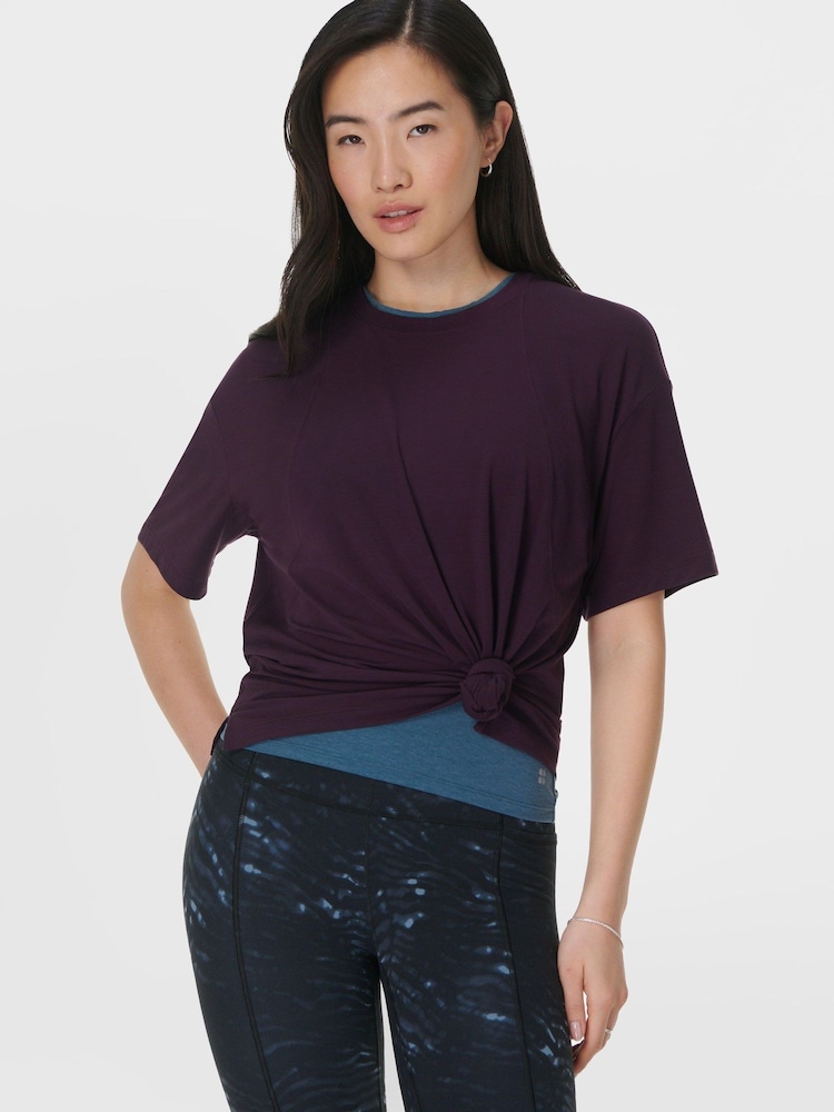 Sweaty Betty Purple Soft Flow Studio T-Shirt - Image 1 of 6