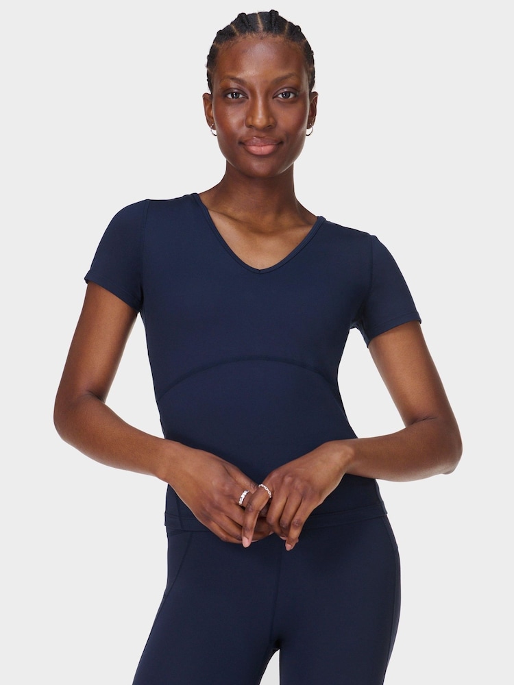 Azul - Sweaty Betty Camiseta Gaia V-Neck - Imagem 1 de 7