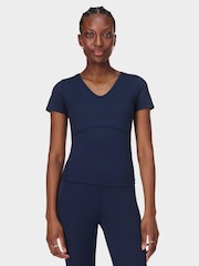 Azul - Sweaty Betty Camiseta Gaia V-Neck - Imagem 6 de 7