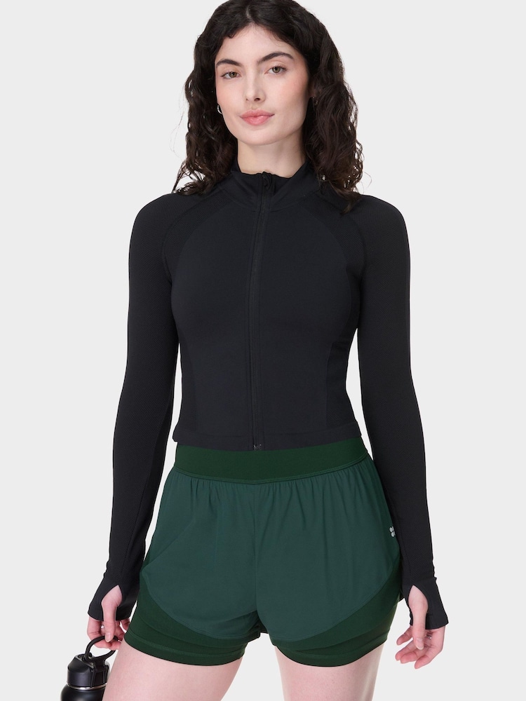 Sweaty Betty Green Tempo Run Shorts - Image 2 of 8