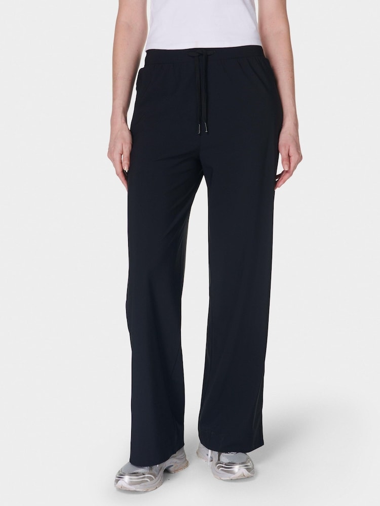 Sweaty Betty Black 30 inch inside seam Explorer Wide Leg 30" Trousers - Image 1 of 7
