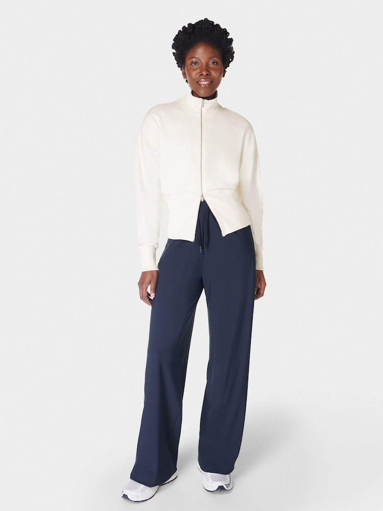 Sweaty Betty Blue 32 inch inside seam Explorer Wide Leg 30" Trousers - Image 1 of 7 Sweaty Betty Blue 32 inch inside seam Explorer Wide Leg 30" Trousers - Image 1 of 7