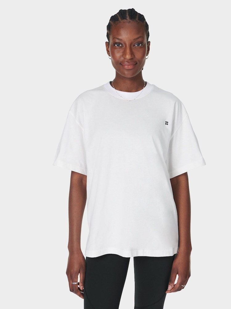 Sweaty Betty White Your Race Your Pace 100% Cotton T-Shirt - Image 1 of 6
