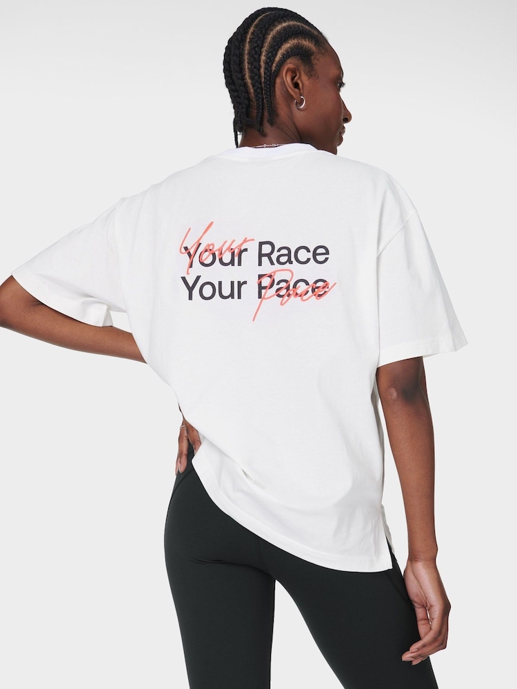 Sweaty Betty White Your Race Your Pace 100% Cotton T-Shirt - Image 2 of 6