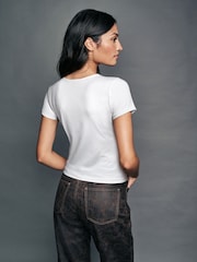 White Slim Fit Short Sleeve Soft Touch Polyamide T-Shirt - Image 2 of 3