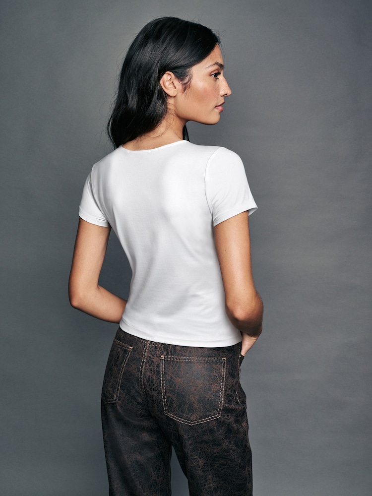 White Slim Fit Short Sleeve Soft Touch Polyamide T-Shirt - Image 2 of 3