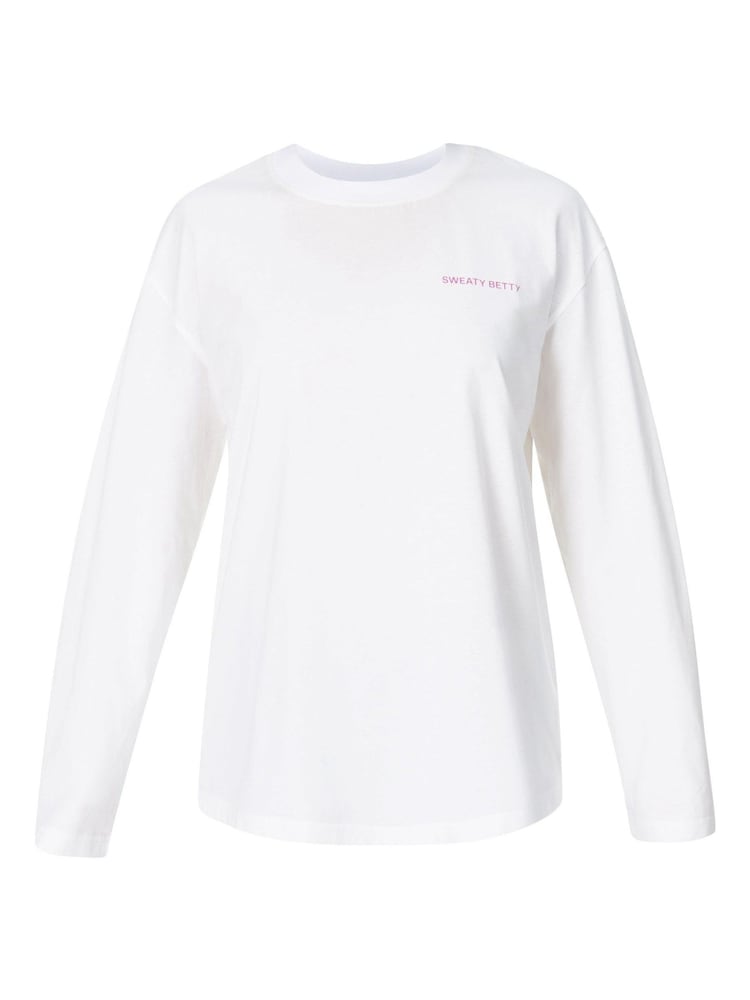Sweaty Betty White Logo Long Sleeve 100% Cotton T-Shirt - Image 7 of 7 Sweaty Betty White Logo Long Sleeve 100% Cotton T-Shirt - Image 7 of 7