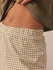 Sage Green Gingham Cotton Short Sleeve Pyjamas - Image 7 of 10