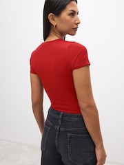 Red Slim Fit Short Sleeve Soft Touch Polyamide T-Shirt - Image 3 of 3